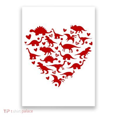 Dinosaur Heart Valentines Day Poster