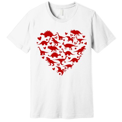 Dinosaur Heart Valentines Day Premium T-Shirt