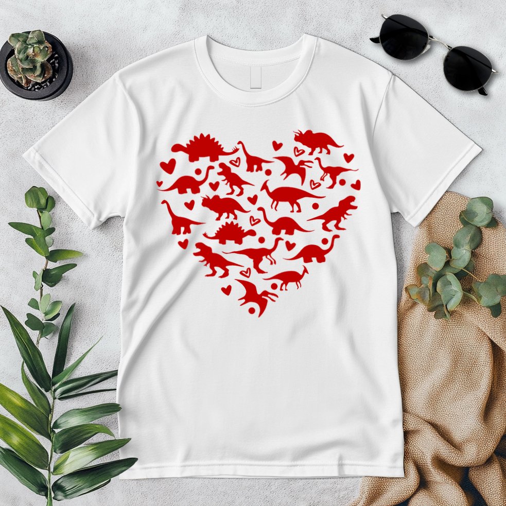 Dinosaur Heart Valentines Day Premium T-Shirt