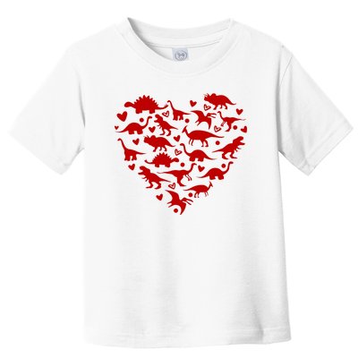 Dinosaur Heart Valentines Day Toddler T-Shirt