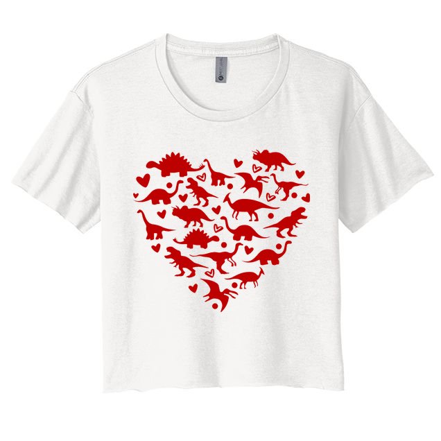 Dinosaur Heart Valentines Day Crop Top