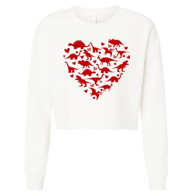 Dinosaur Heart Valentines Day Cropped Pullover Crew