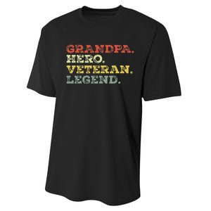 Dad Hero Veteran Legend Design For Grandpa Veteran Performance Sprint T-Shirt