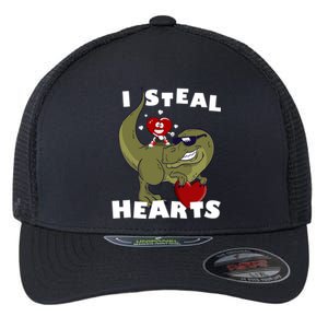 Dinosaur Heart Valentines Day Gift Flexfit Unipanel Trucker Cap