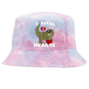 Dinosaur Heart Valentines Day Gift Tie-Dyed Bucket Hat