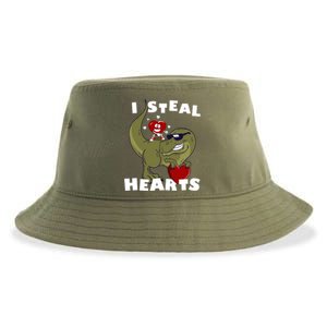 Dinosaur Heart Valentines Day Gift Sustainable Bucket Hat