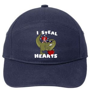 Dinosaur Heart Valentines Day Gift 7-Panel Snapback Hat