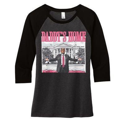 Daddys Home Vote Donald Trump 2024 Election Women's Tri-Blend 3/4-Sleeve Raglan Shirt