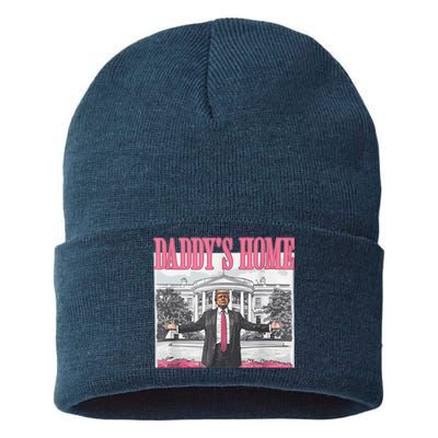 Daddys Home Vote Donald Trump 2024 Election Sustainable Knit Beanie