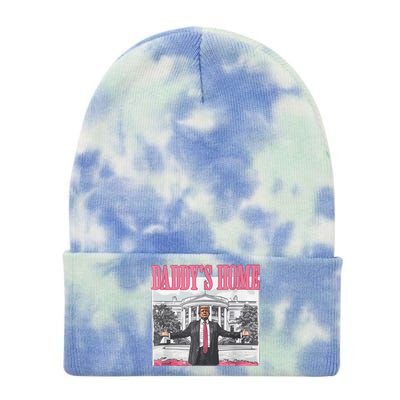 Daddys Home Vote Donald Trump 2024 Election Tie Dye 12in Knit Beanie