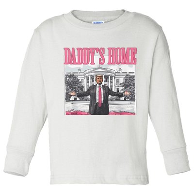 Daddys Home Vote Donald Trump 2024 Election Toddler Long Sleeve Shirt