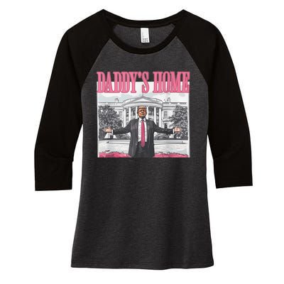 Daddys Home Vote Donald Trump 2024 Election Women's Tri-Blend 3/4-Sleeve Raglan Shirt