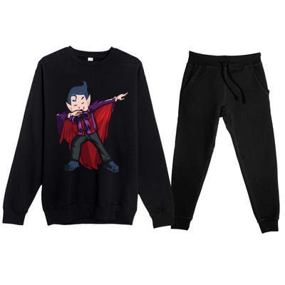 Dabbing Halloween Vampire Halloween Trick Or Treat Gift Premium Crewneck Sweatsuit Set