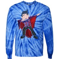 Dabbing Halloween Vampire Halloween Trick Or Treat Gift Tie-Dye Long Sleeve Shirt