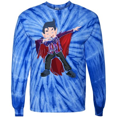 Dabbing Halloween Vampire Halloween Trick Or Treat Gift Tie-Dye Long Sleeve Shirt