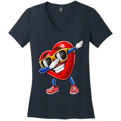 Dabbing Heart Valentine's Day Heart Love Gift Fors Women's V-Neck T-Shirt