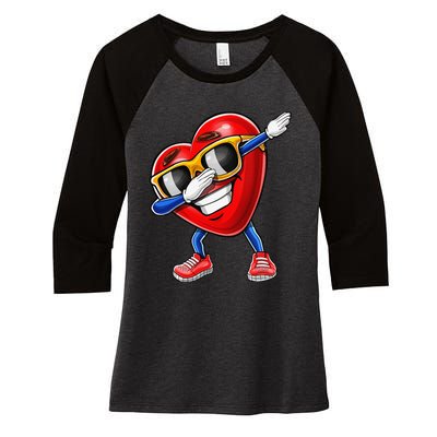 Dabbing Heart Valentine's Day Heart Love Gift Fors Women's Tri-Blend 3/4-Sleeve Raglan Shirt