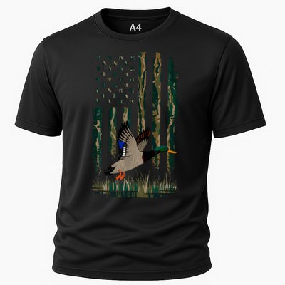 Duck Hunting Waterfowl Hunters Camo Flag Performance Shirt