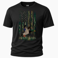 Duck Hunting Waterfowl Hunters Camo Flag Cooling Performance Crew T-Shirt