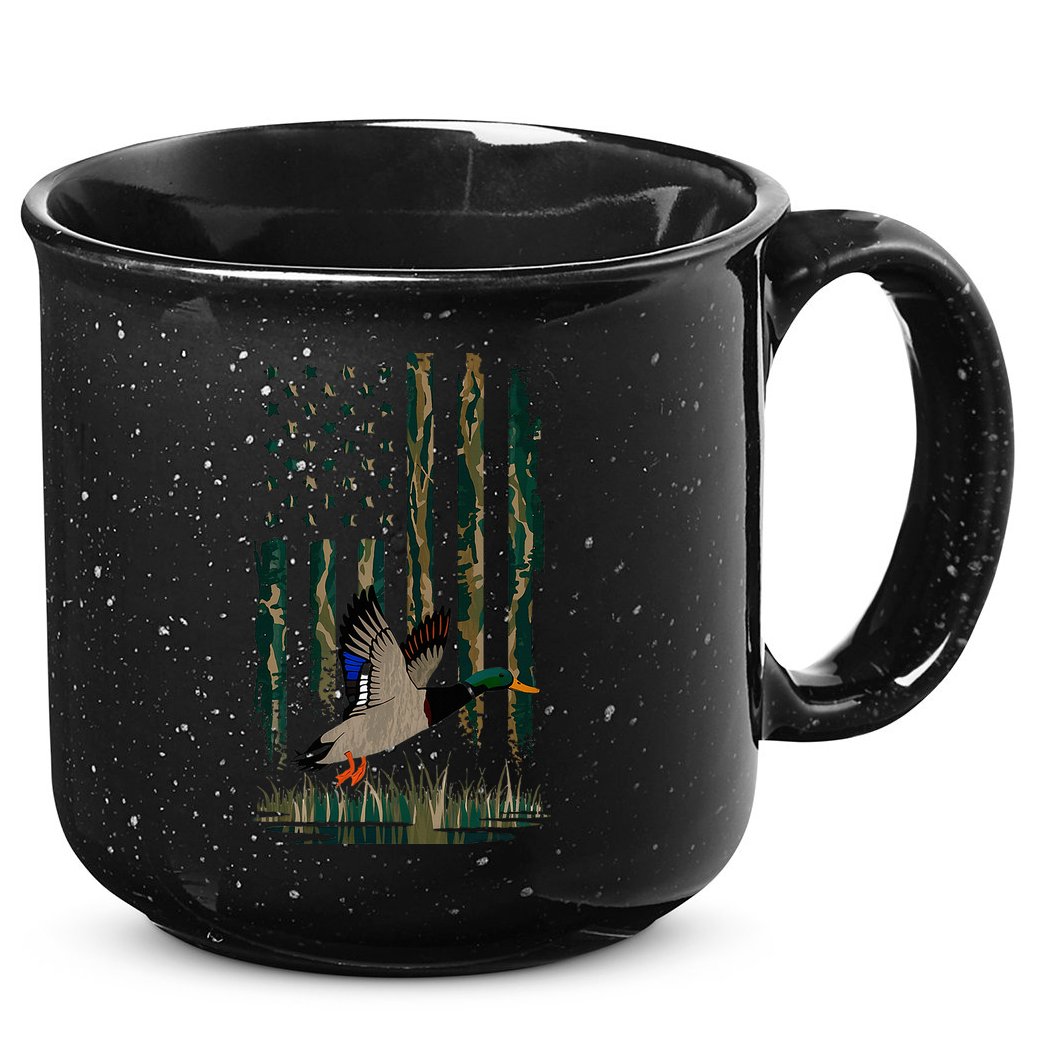 Duck Hunting Waterfowl Hunters Camo Flag 15oz Campfire Ceramic Mug