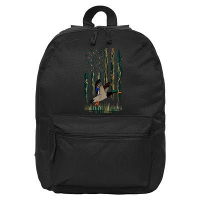 Duck Hunting Waterfowl Hunters Camo Flag 16 in Basic Backpack