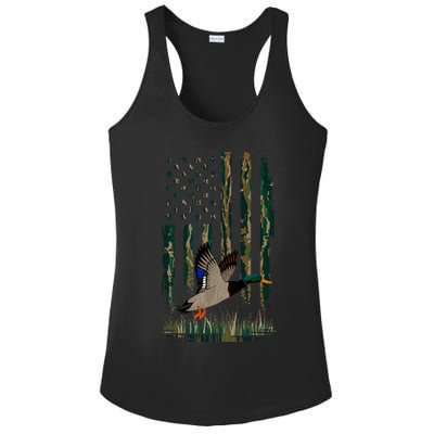 Duck Hunting Waterfowl Hunters Camo Flag Ladies PosiCharge Competitor Racerback Tank