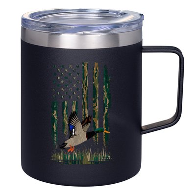 Duck Hunting Waterfowl Hunters Camo Flag 12oz Stainless Steel Coffee Mug