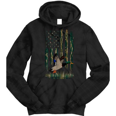 Duck Hunting Waterfowl Hunters Camo Flag Tie Dye Hoodie