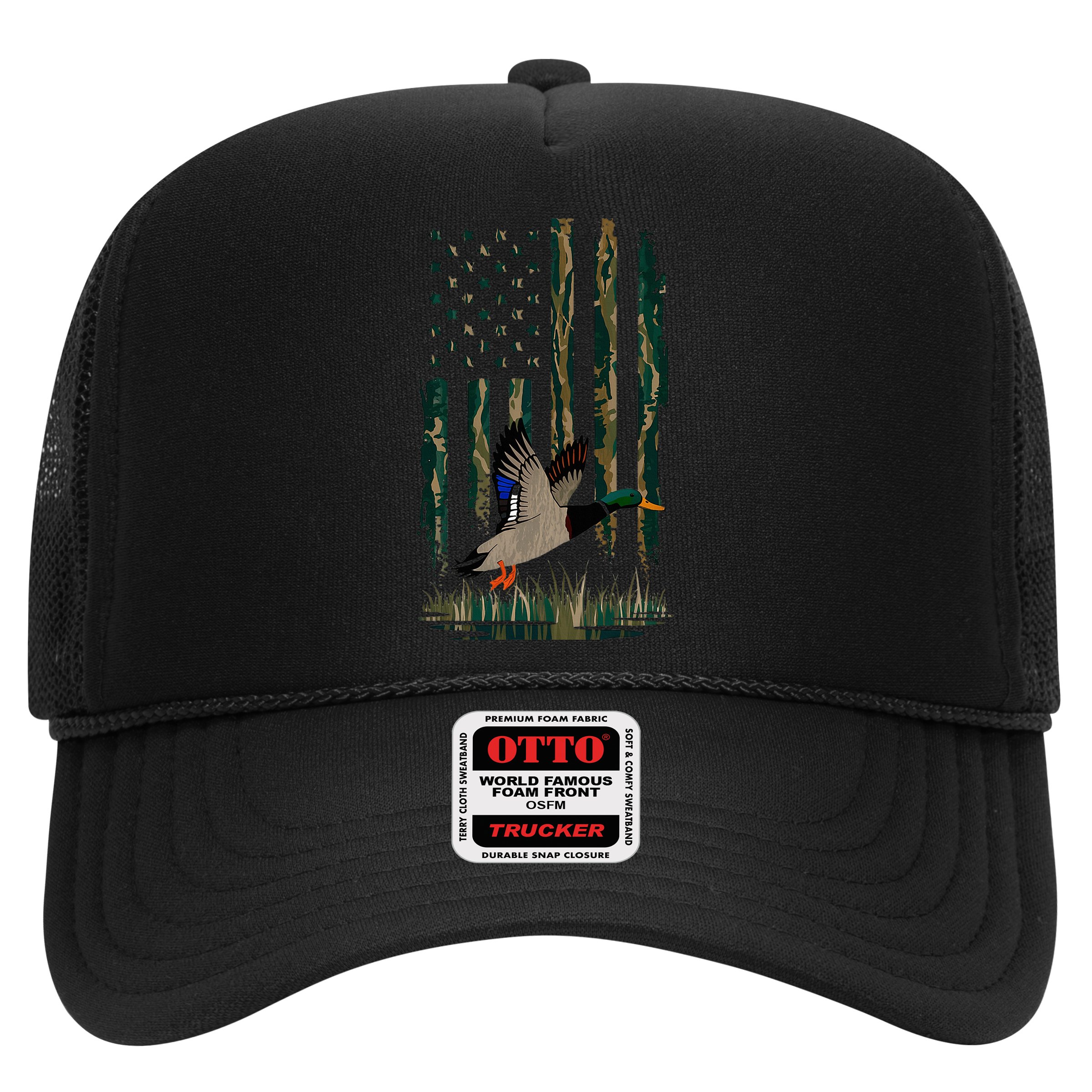 Duck Hunting Waterfowl Hunters Camo Flag Hat