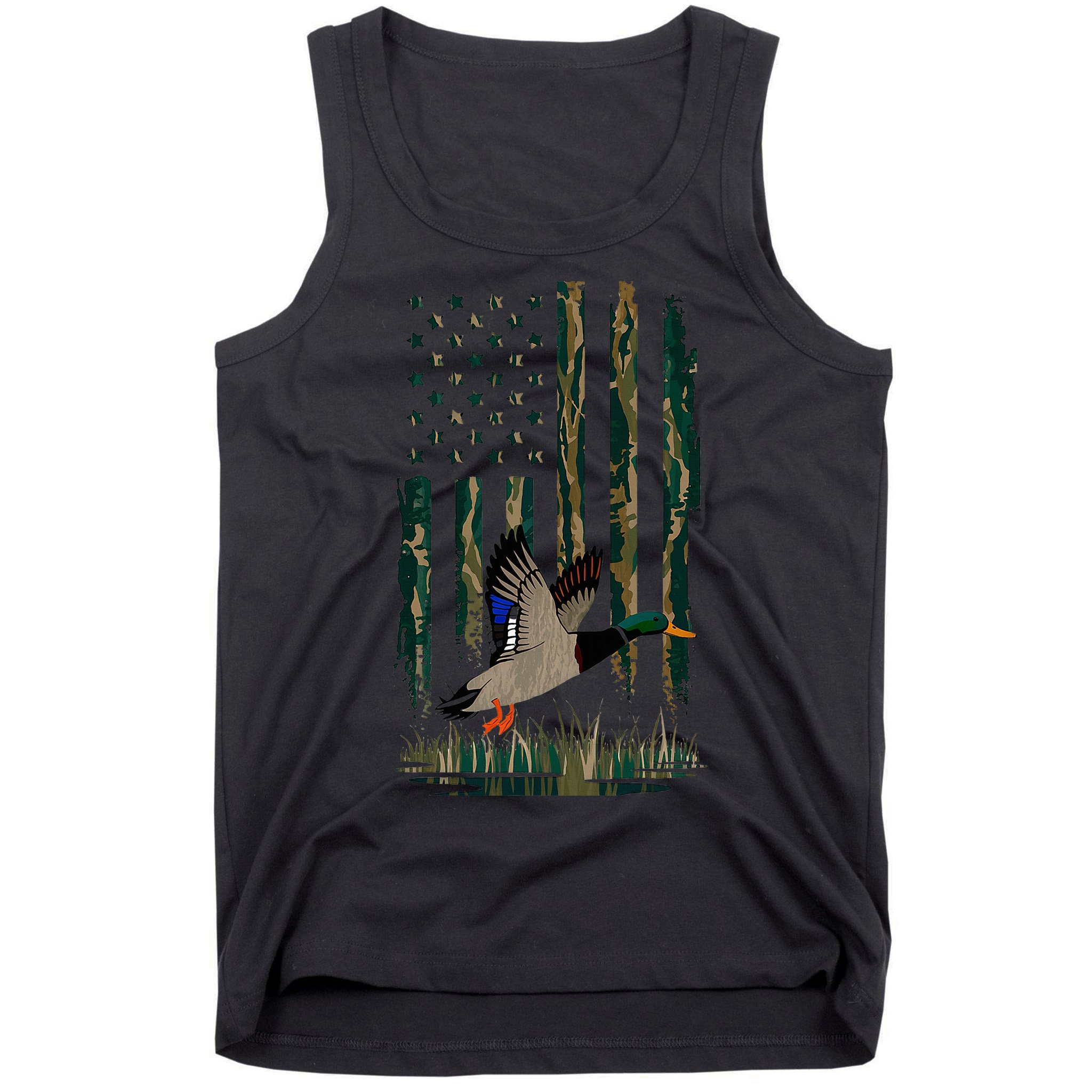 Duck Hunting Waterfowl Hunters Camo Flag Tank Top