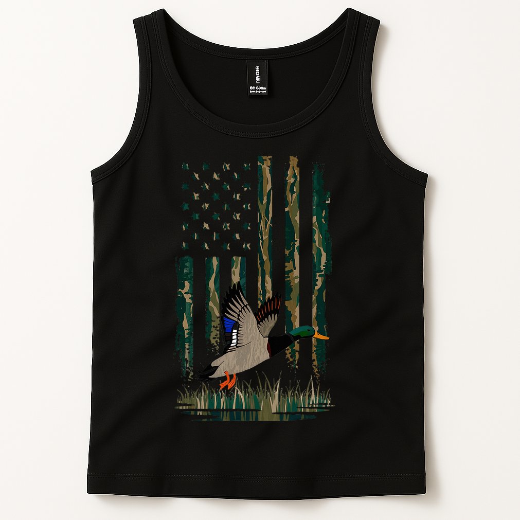 Duck Hunting Waterfowl Hunters Camo Flag Tank Top