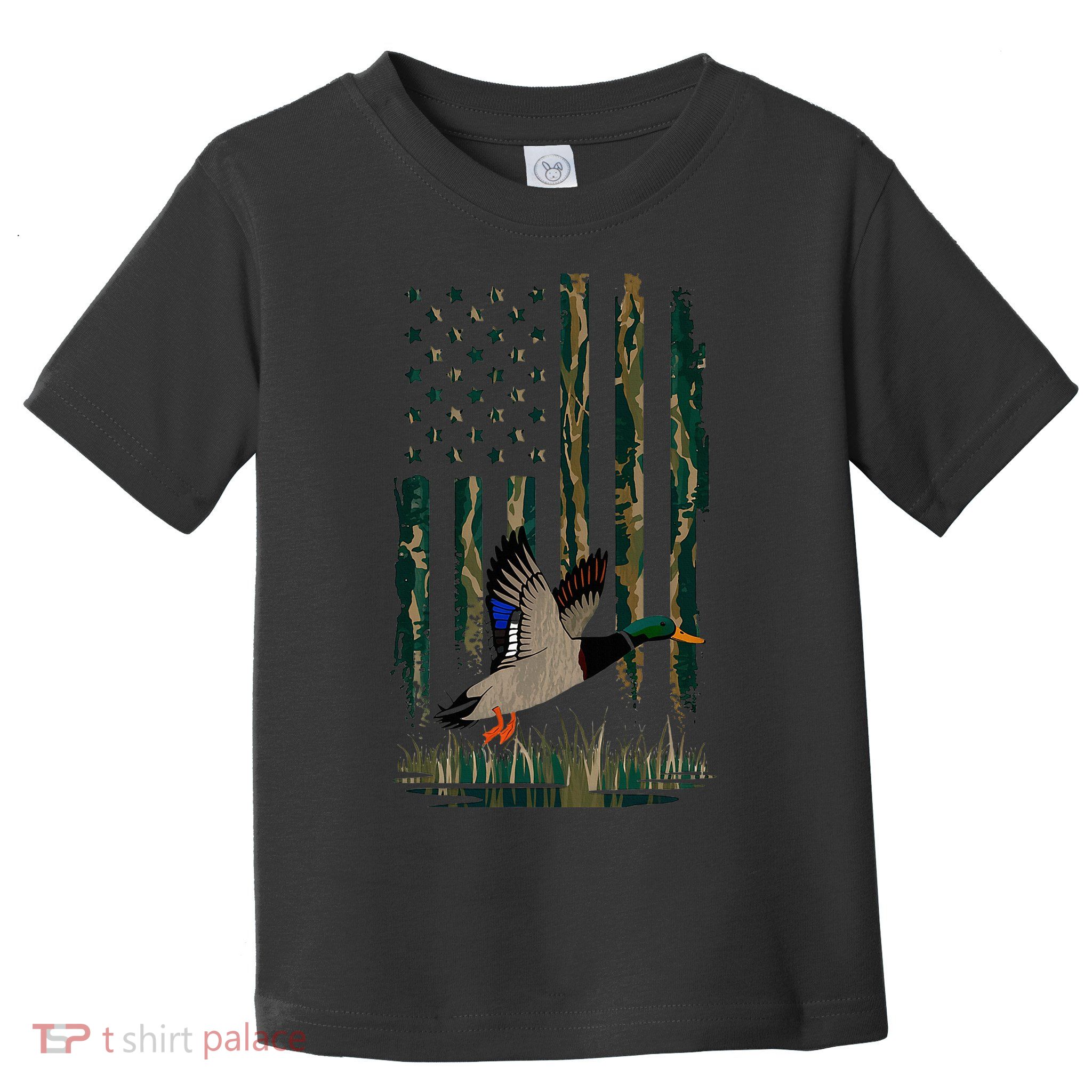 Duck Hunting Waterfowl Hunters Camo Flag Toddler T-Shirt