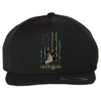 Duck Hunting Waterfowl Hunters Camo Flag Wool Snapback Cap