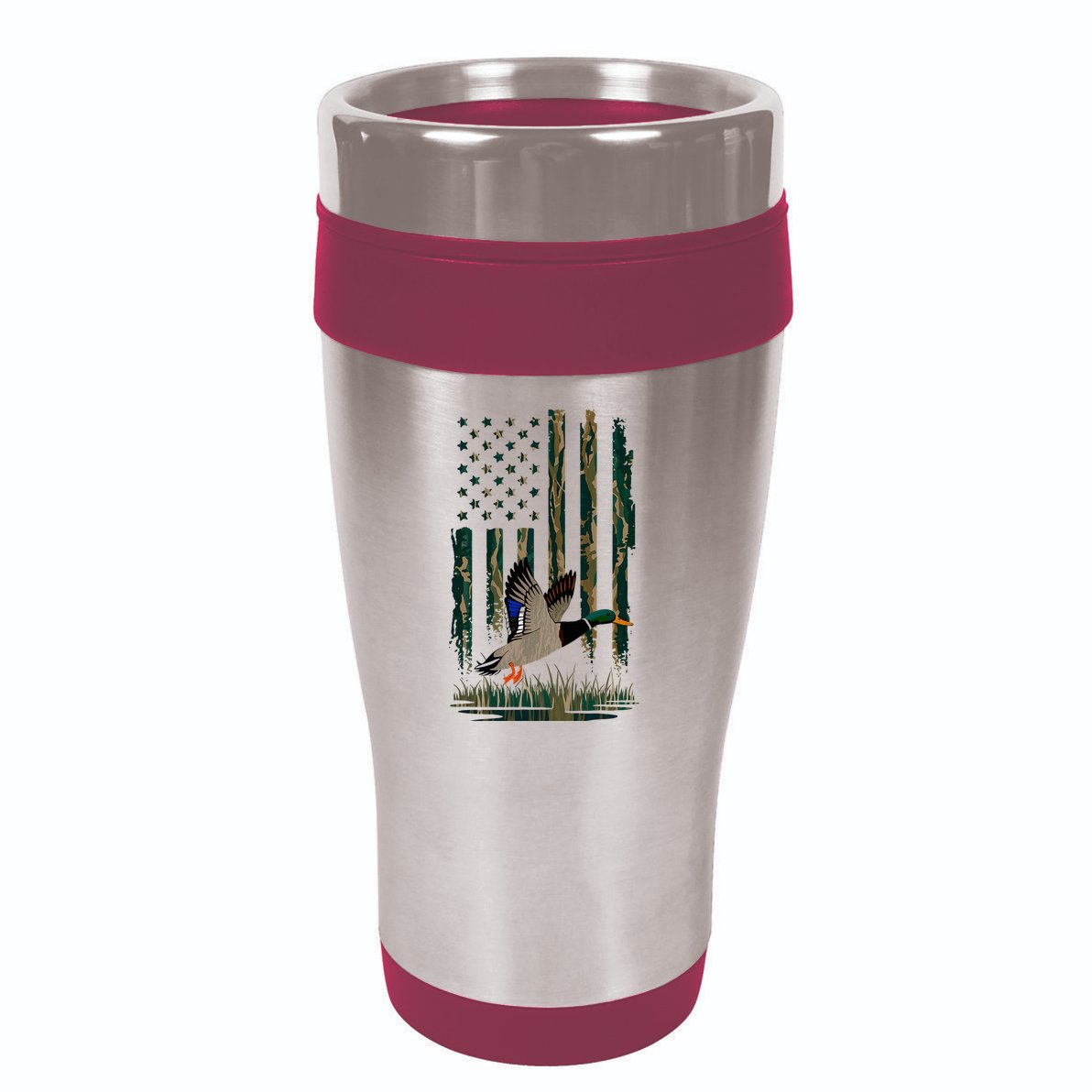 Duck Hunting Waterfowl Hunters Camo Flag 16oz Travel Tumbler