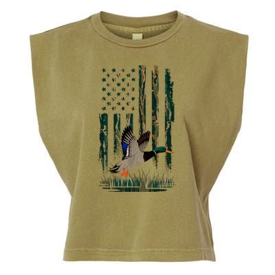 Duck Hunting Waterfowl Hunters Camo Flag Garment-Dyed Women's Muscle Tee