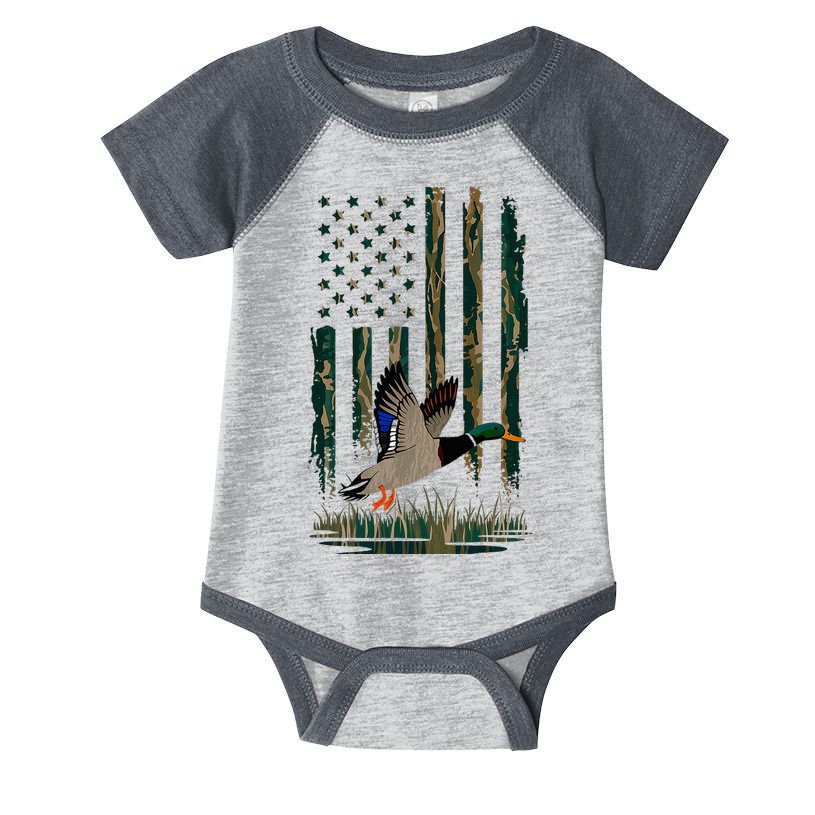 Duck Hunting Waterfowl Hunters Camo Flag Infant Baby Jersey Bodysuit
