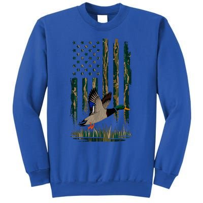 Duck Hunting Waterfowl Hunters Camo Flag Sweatshirt