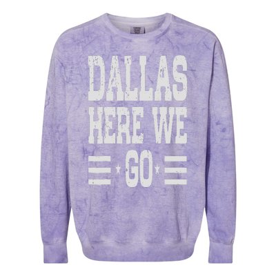 Dallas Here We Go Colorblast Crewneck Sweatshirt