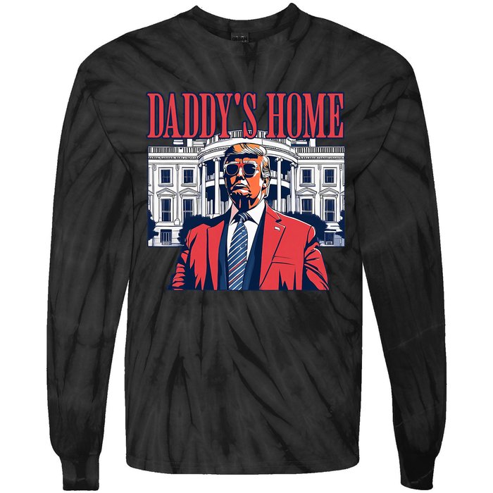 Daddys Home White House Trump 2024 Tie-Dye Long Sleeve Shirt