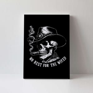 Dark Humor Western Garmentd Yed – Bold Skull And Cowboy Hat Graph Canvas