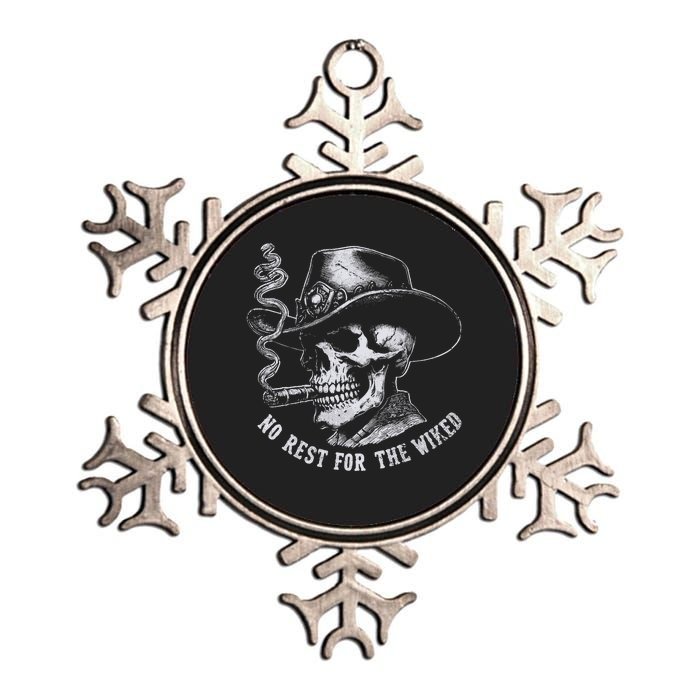 Dark Humor Western Garmentd Yed – Bold Skull And Cowboy Hat Graph Metallic Star Ornament