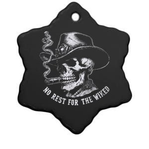 Dark Humor Western Garmentd Yed – Bold Skull And Cowboy Hat Graph Ceramic Star Ornament