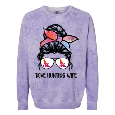 Dove Hunting Wife Messy Bun Funny Dove Hunter Mom Gift Colorblast Crewneck Sweatshirt