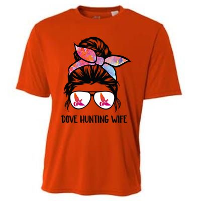 Dove Hunting Wife Messy Bun Funny Dove Hunter Mom Gift Cooling Performance Crew T-Shirt