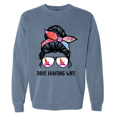 Dove Hunting Wife Messy Bun Funny Dove Hunter Mom Gift Garment-Dyed Sweatshirt