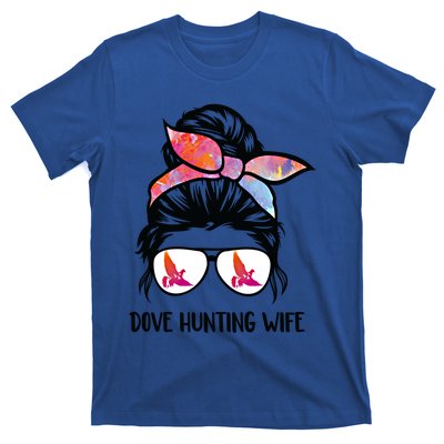 Dove Hunting Wife Messy Bun Funny Dove Hunter Mom Gift T-Shirt