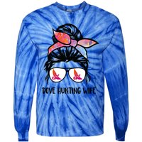 Dove Hunting Wife Messy Bun Funny Dove Hunter Mom Gift Tie-Dye Long Sleeve Shirt