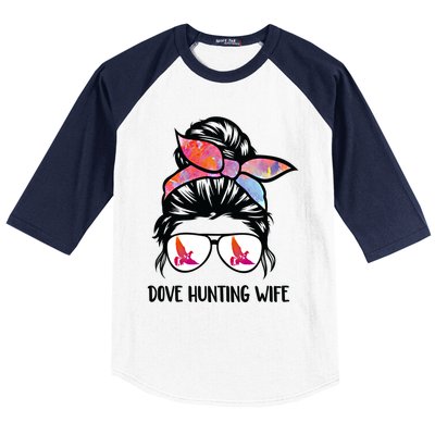 Dove Hunting Wife Messy Bun Funny Dove Hunter Mom Gift Baseball Sleeve Shirt