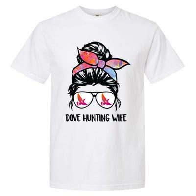 Dove Hunting Wife Messy Bun Funny Dove Hunter Mom Gift Garment-Dyed Heavyweight T-Shirt