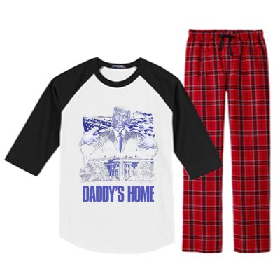 Daddys Home White House Trump 2024 Election Raglan Sleeve Pajama Set